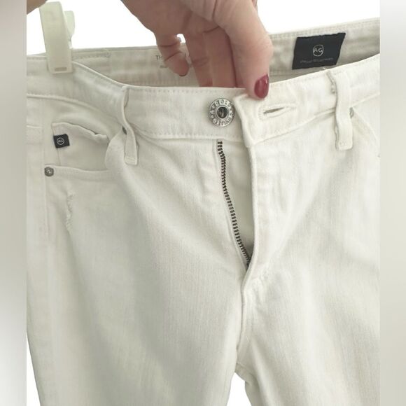 AG Adriano Goldschmied White Mid Rise Frayed Ankle Legging Jean - Picture 6 of 9